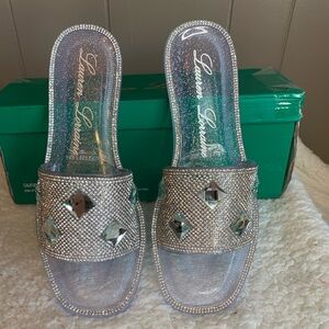Lauren Lorraine Bianca Crystal Sandals